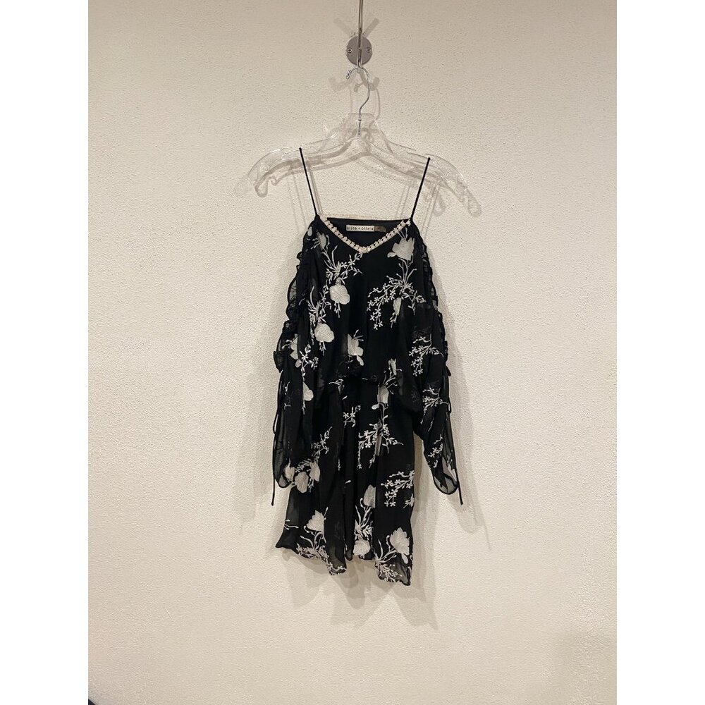 Alice + Olivia Holden Dress Womens XS Floral Embroidered Off Shoulder Boho - Picture 2 of 6